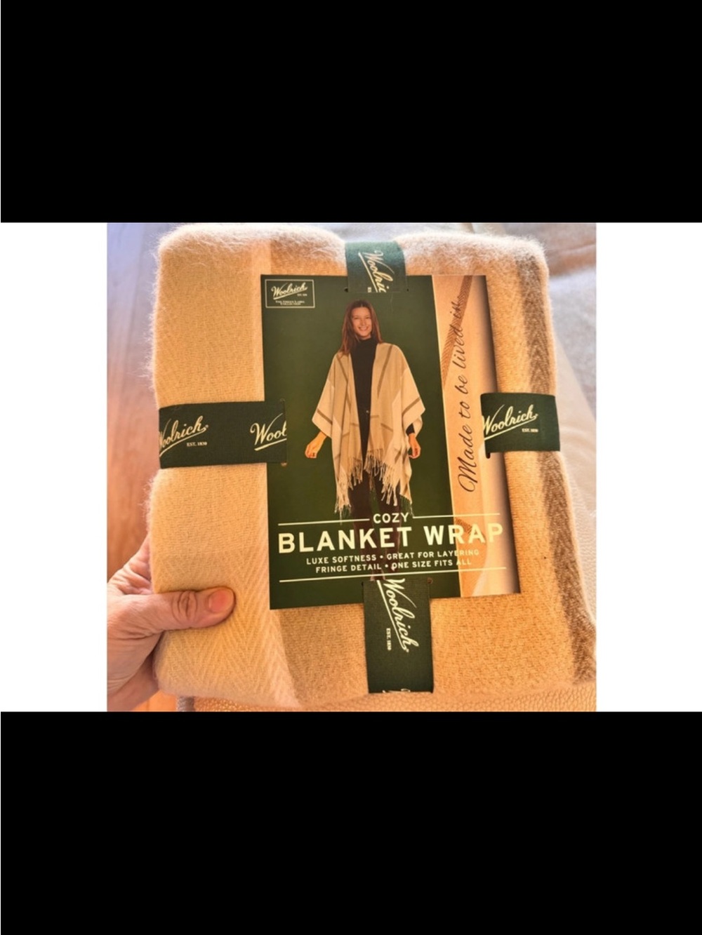 Woolrich Cream Fringe Blanket Wrap